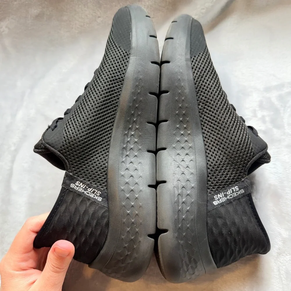 Skechers Slip-ins GoWalk 6 Black Mesh Walking Shoes 124836 BBK Womens 9